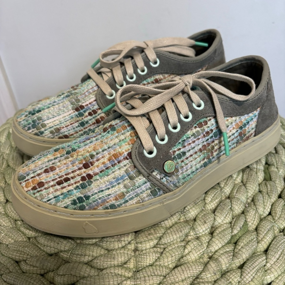 Satorisan Heisei Melany Aqua Woven Low Top Lace Up Retro Sneaker